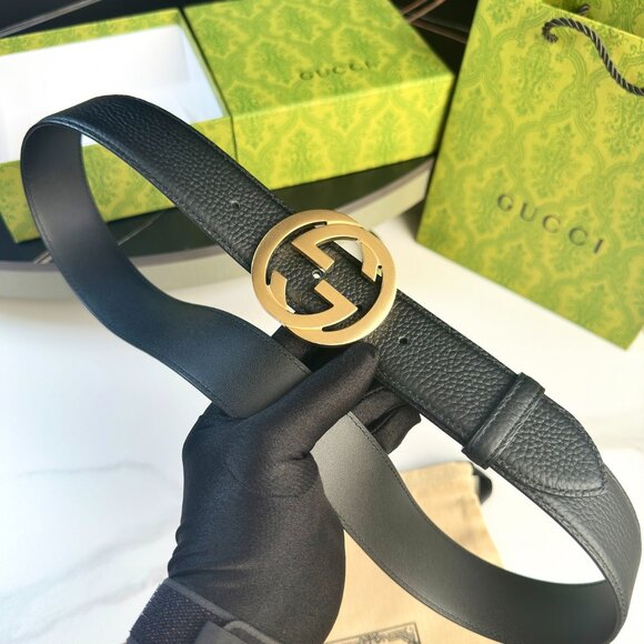 Gucci Interlocking Gold G Belt - Black new - Picture 5 of 6